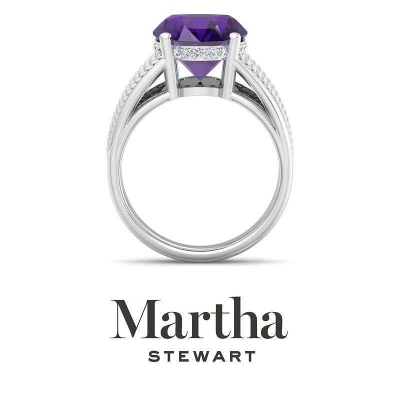 Martha Stewart 6 3/4ctw. Oval Amethyst & Lab Grown Diamond Hidden Halo Ring In Sterling Silver image number null